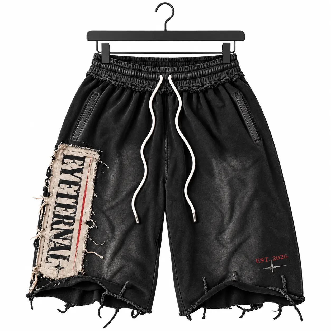 Patch Logo Jorts — Washed Black